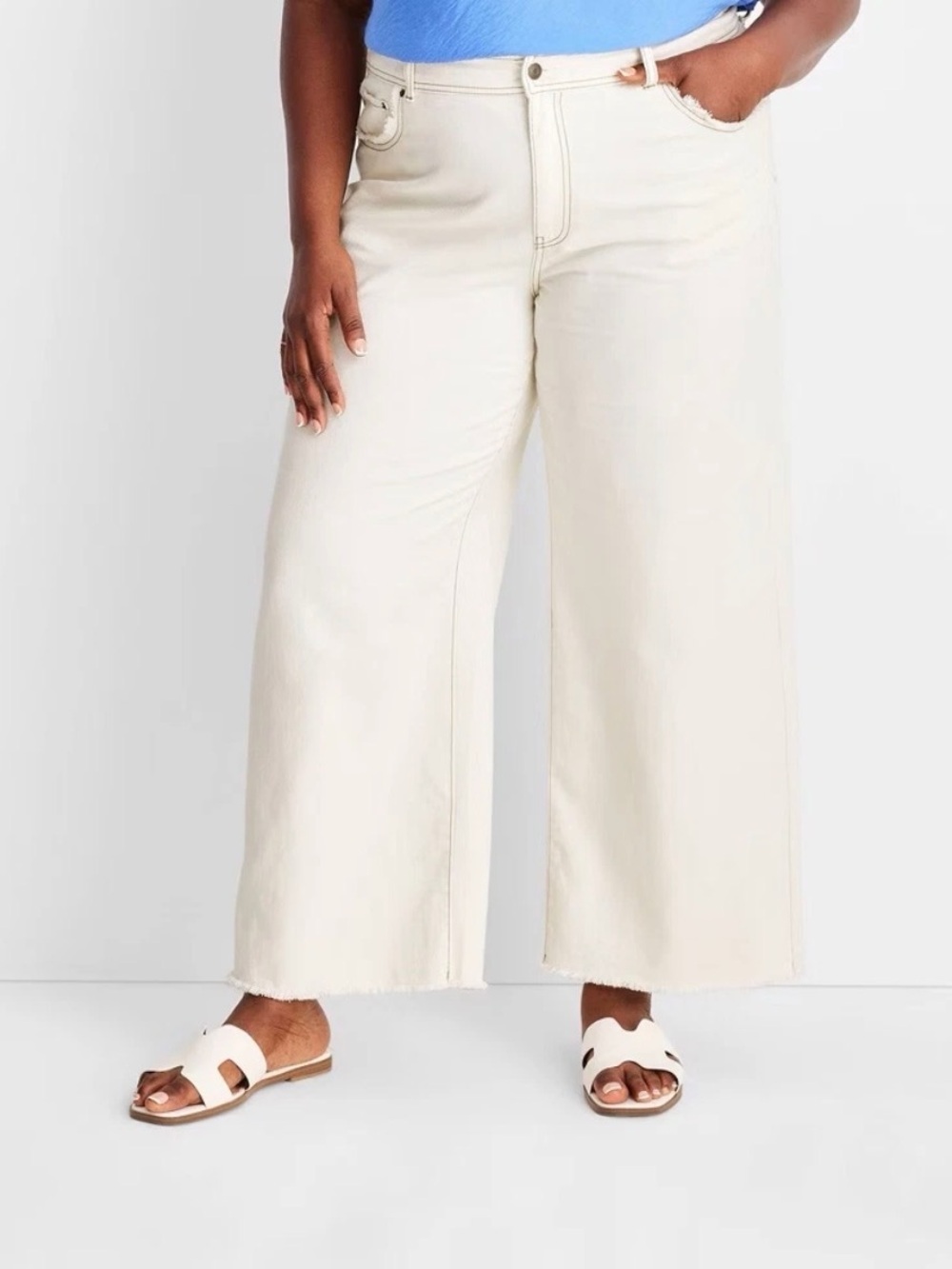 Future Collective Raw Edge Ivory Denim Jeans